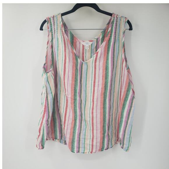 TIME & TRU Sleeveless Striped Linen Blend Tank Top Womens Size Extra Large XL - Picture 1 of 4